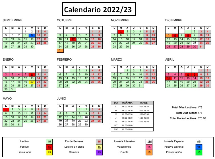 Calendario Curso 202223 Aiete Ikastetxea